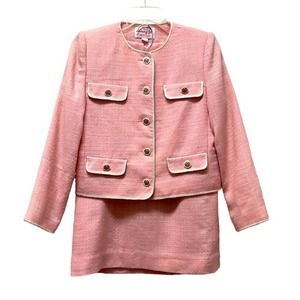 Vintage 80s Barbie Pink Henry Lee Suit Blazer Matching Skirt Size 6
